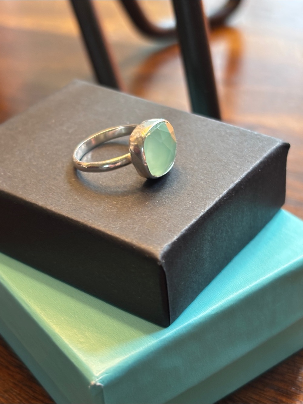 Prehnite Sterling Silver Ring, Size 4.75